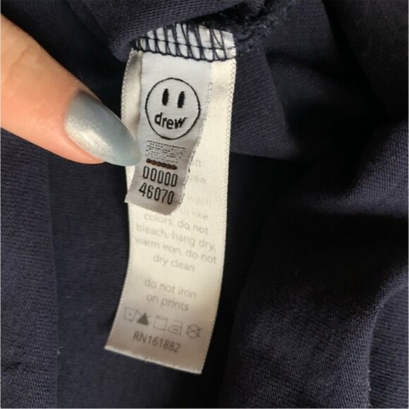 Drew House Navy Blue Happy Face Logo Justin Bieber Shirt - Picture 5 of 9